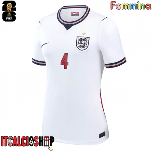 Inghilterra Declan Rice #4 Prima Maglia Femmina Mondiali 2026 Manica Corta